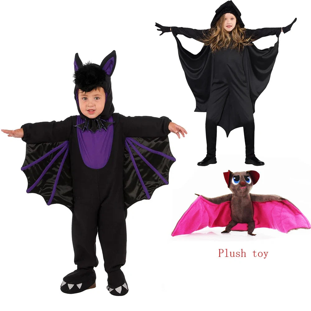 Costume chauve-souris enfant, les deux modèles avec peluche offerte