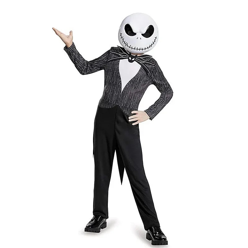 Costume roi squelette avec masque de personnage surdimensionné