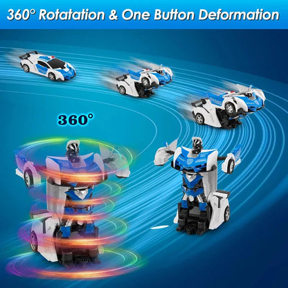 Voiture RC transformable en robot policier, rotation cascadeuse 360°