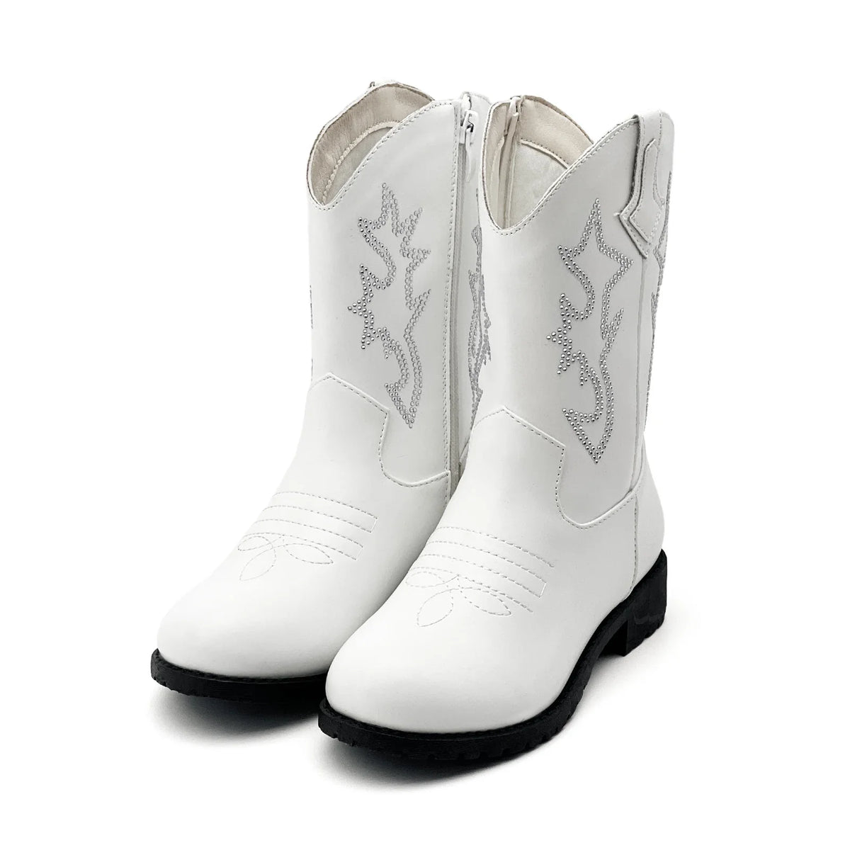 Bottes de cowboy western blanches avec strass, pour enfant