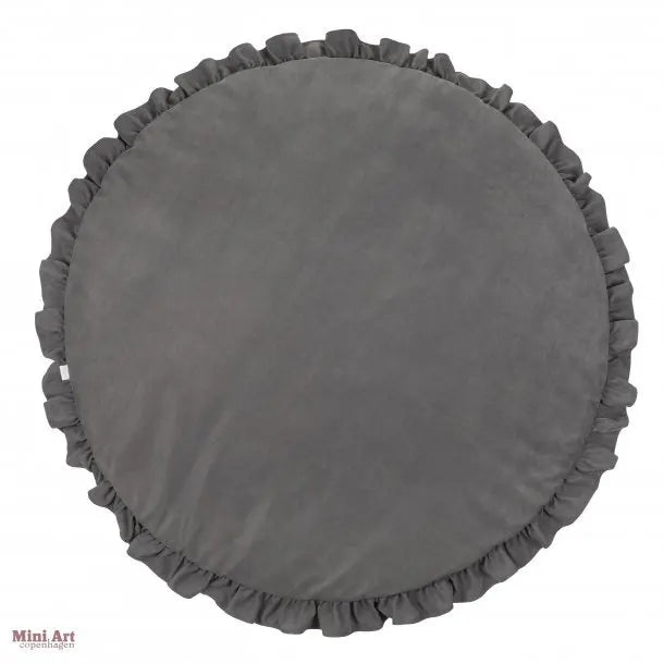 Tapis d'éveil rond anthracite à volants, vue à plat