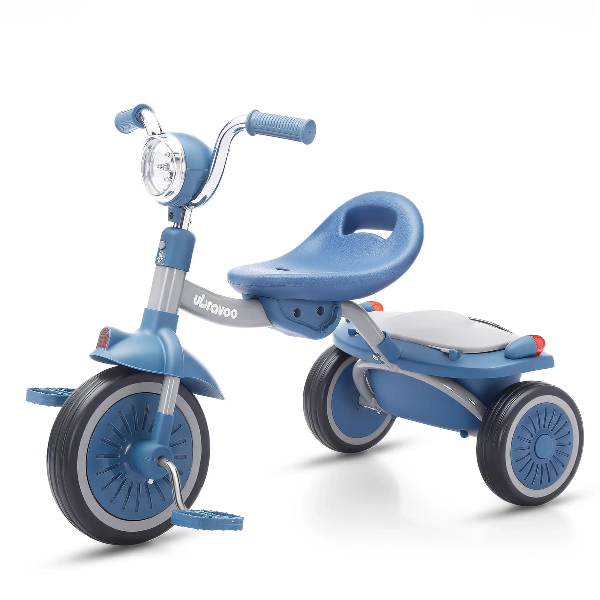 Tricycle pliable 4-en-1 bleu pour tout-petits, vue de côté