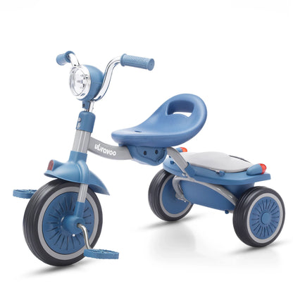 Tricycle pliable 4-en-1 bleu pour tout-petits, vue de côté