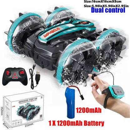Voiture cascadeuse RC amphibie, coloris bleu