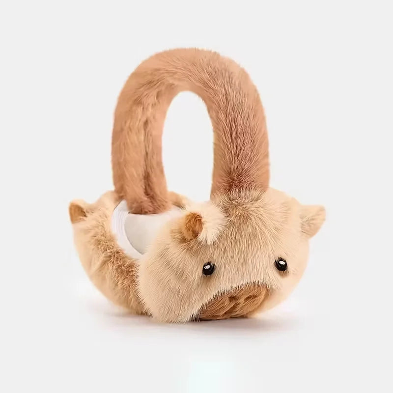 Cache-oreilles en peluche capybara marron clair pour enfant, photo produit