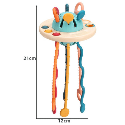 Schéma des dimensions du jouet sensoriel OVNI à tentacules extensibles