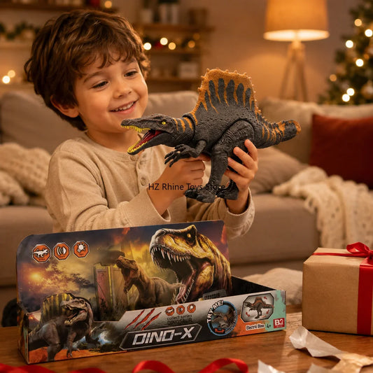 Dinosaure spinosaure électronique, vue détaillée