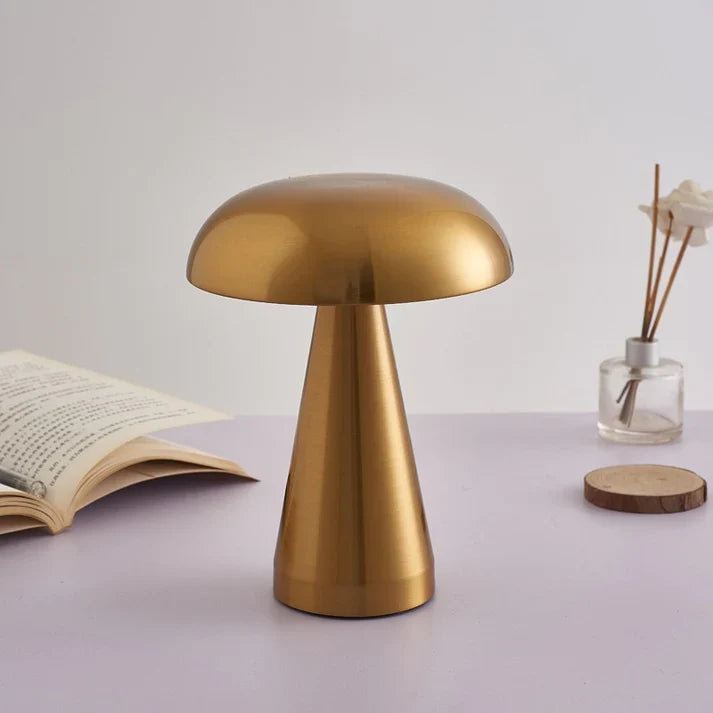 Lampe de table champignon design, finition or, style moderne minimaliste