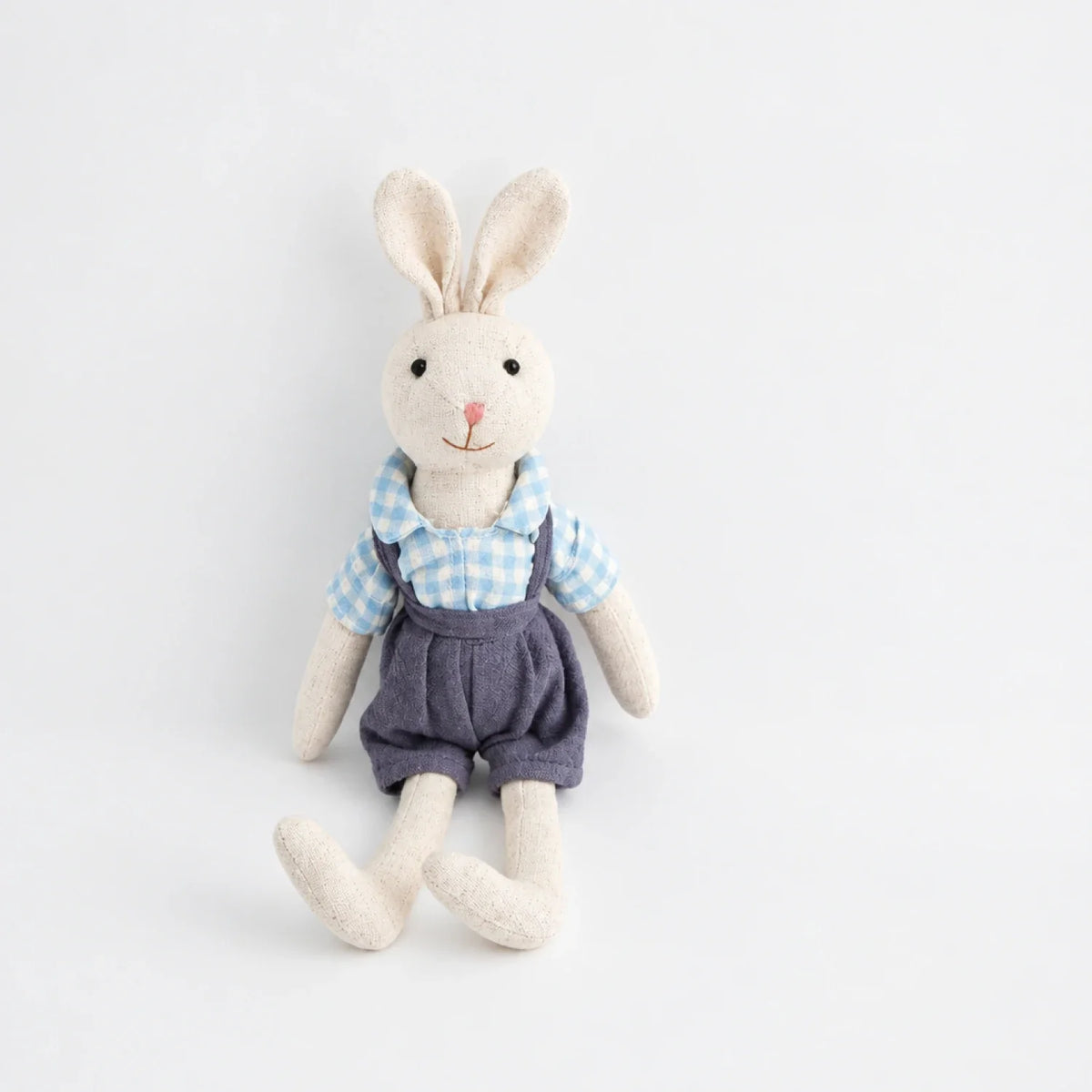 Peluche lapin au ruban bleu, doudou doux pour enfants