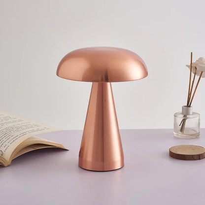Lampe de table champignon design, finition or rose, style moderne minimaliste