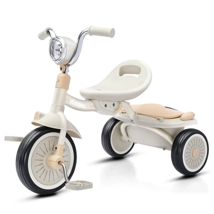 Tricycle pliable 4-en-1 ivoire pour tout-petits, vue de côté