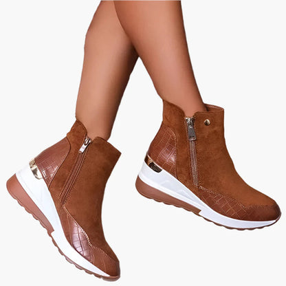 Bottines compensées femme Marron