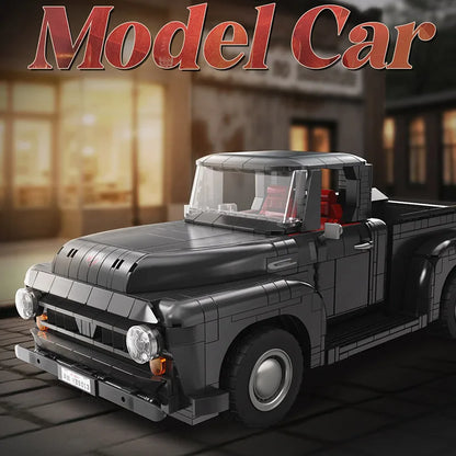 Pick-up vintage 1950 avec fonction RC en briques de construction – modèle assemblé