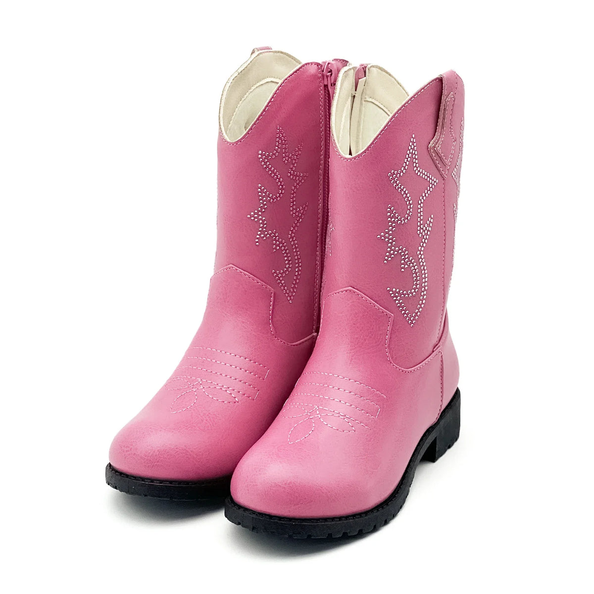 Bottes de cowboy western roses avec strass, pour enfant