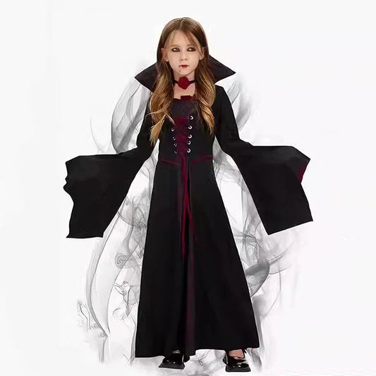 Robe de reine vampire pour fille, seule, vue de face