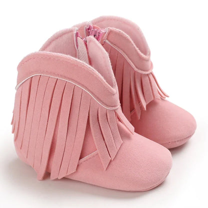 Bottine bébé rose style western avec broderie détaillée