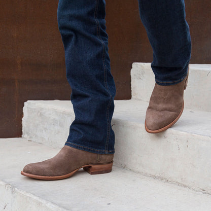 bottines western homme marron aspect daim, détail
