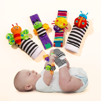 Chaussettes hochets bébé 4-en-1, set complet