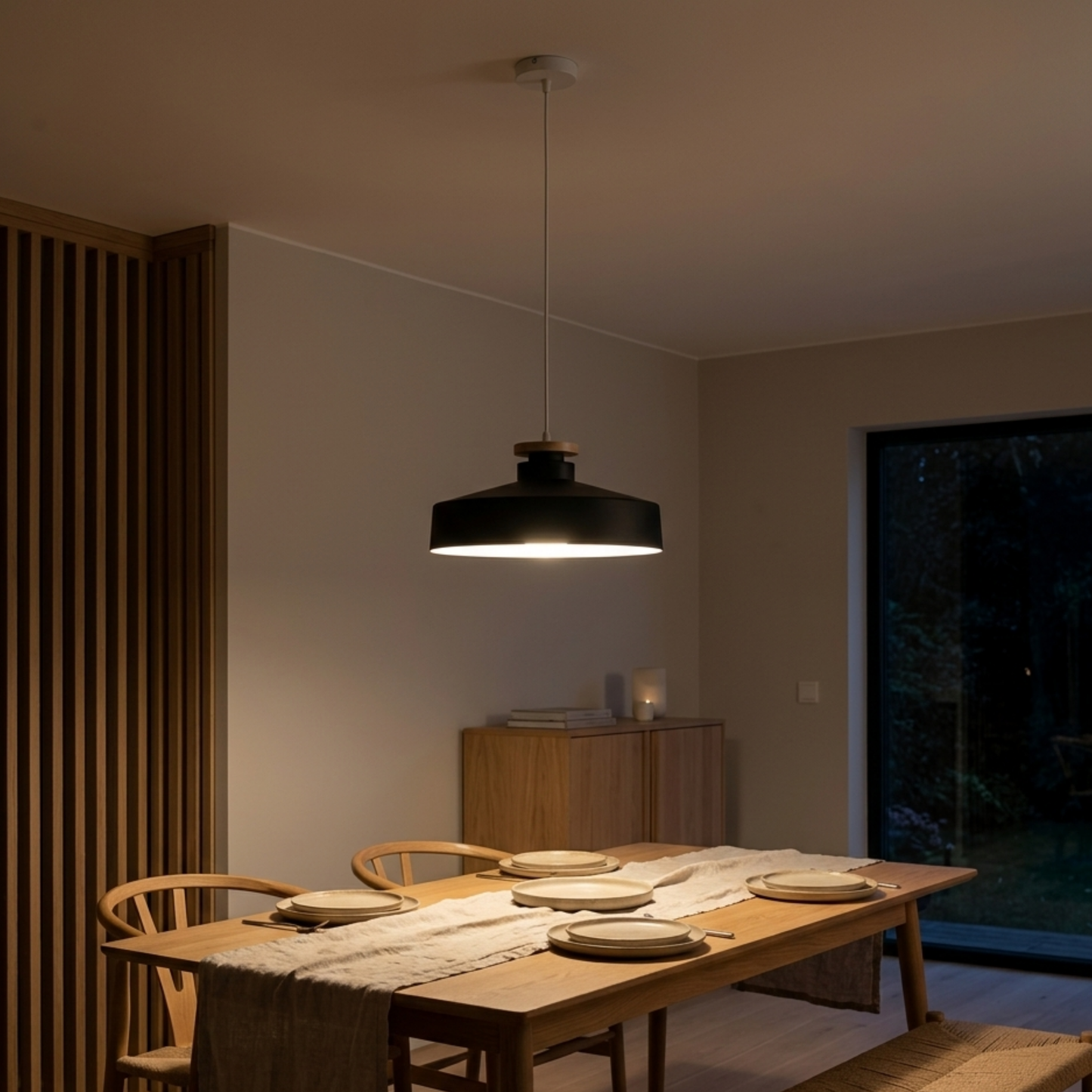 Suspension LED en fer jaune