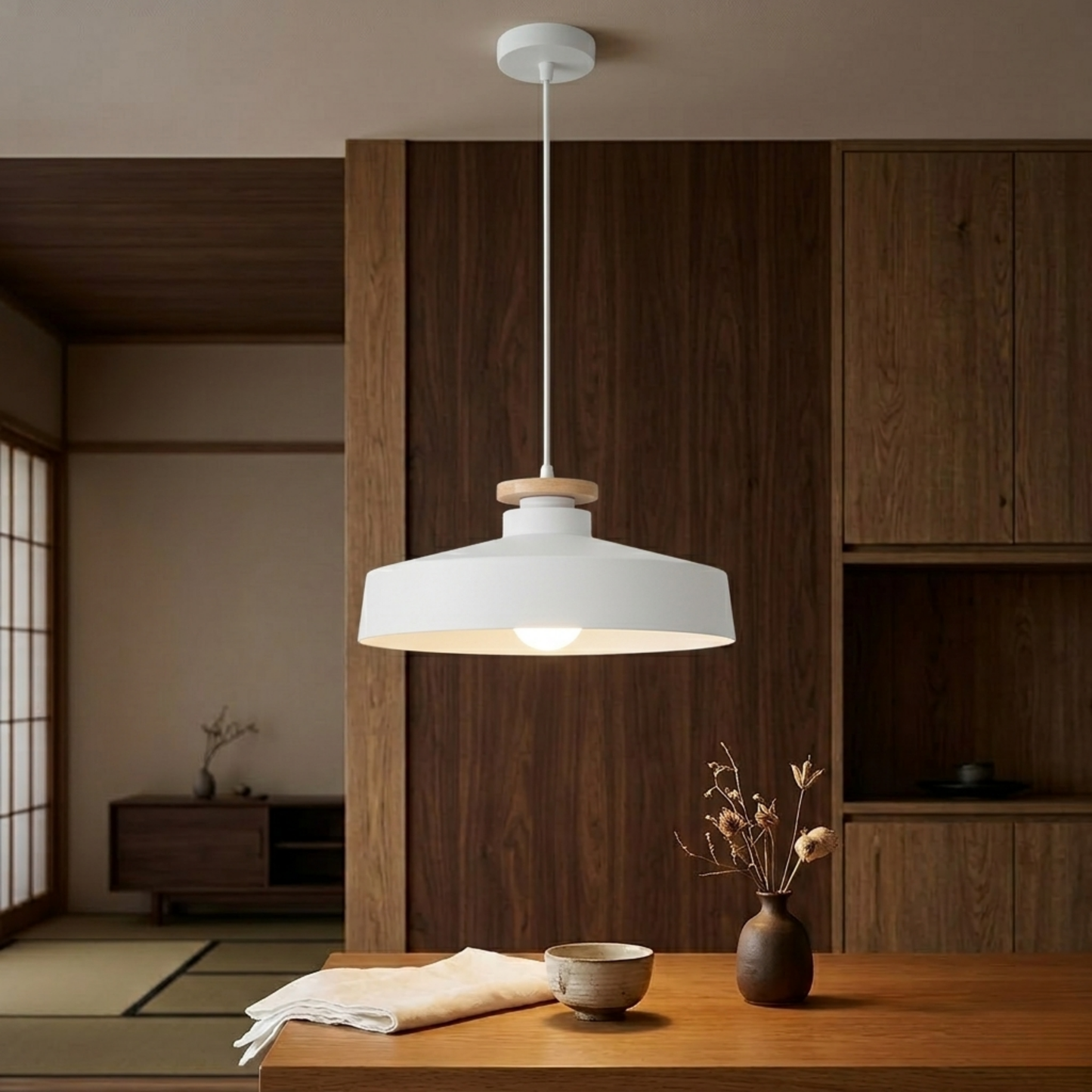 Suspension LED en fer blanc