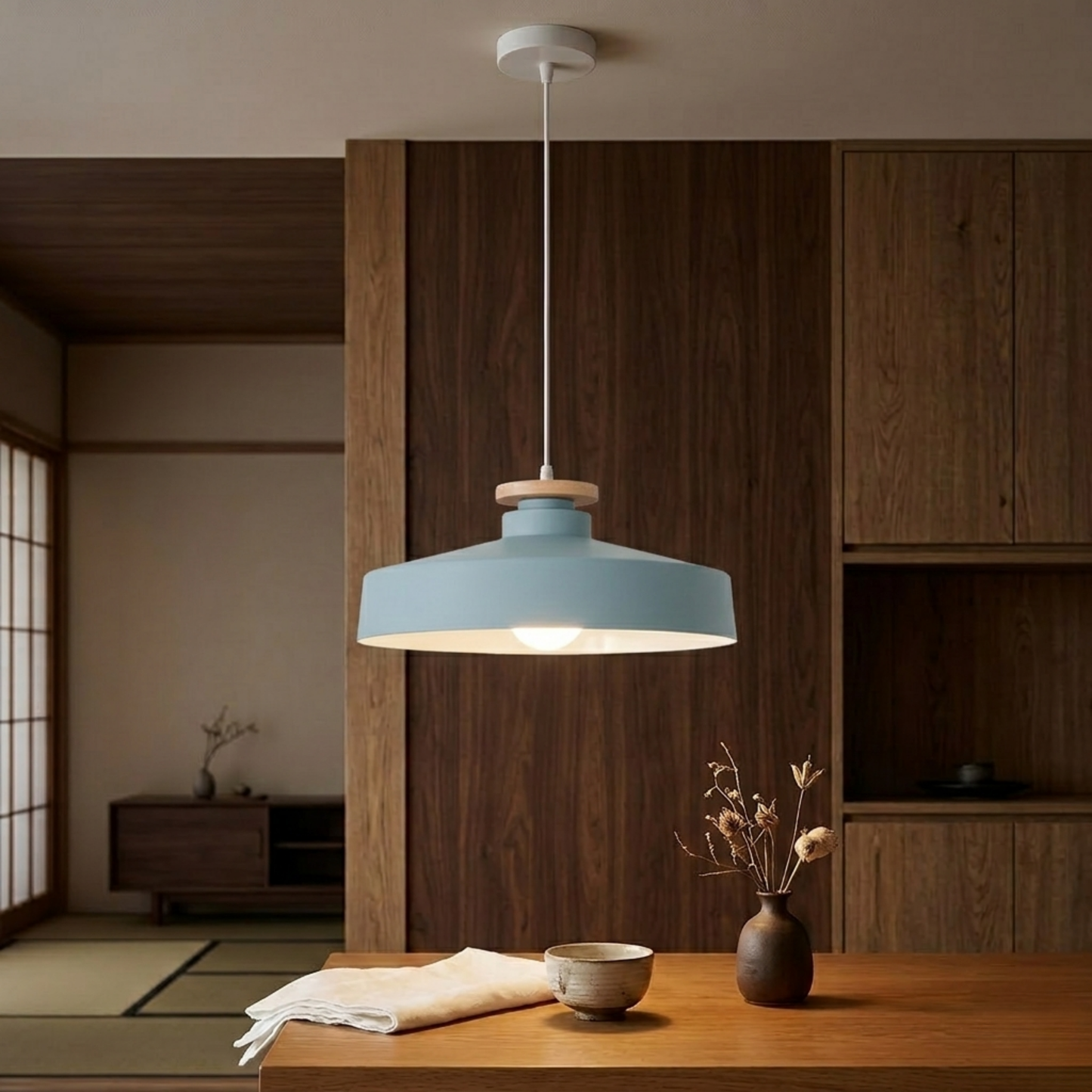 Suspension LED en fer bleu