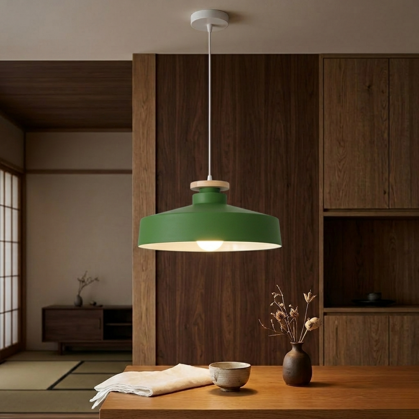 Suspension LED en fer vert