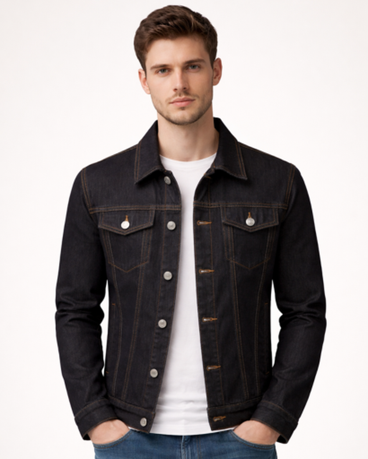 Veste en Jean Homme Ajustée – Style Casual Chic & Boutons Métal | Bureau & Sortie