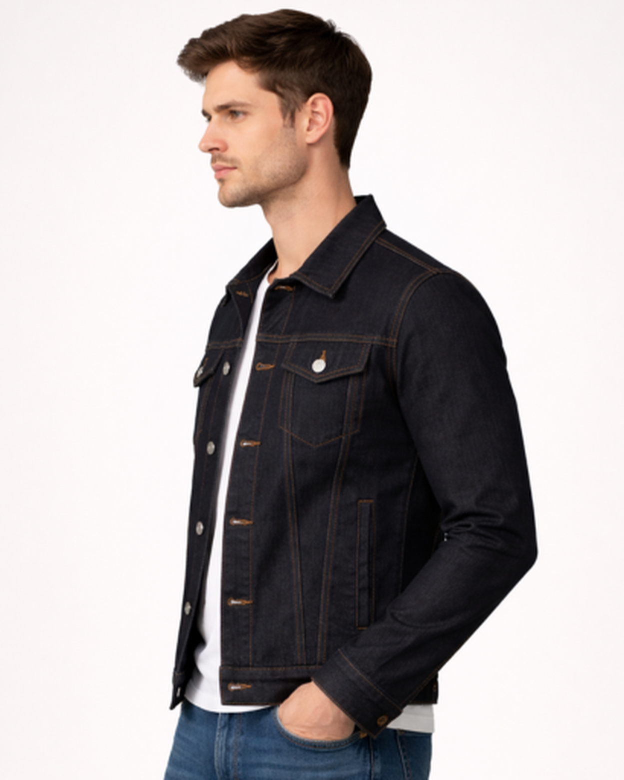 Veste en Jean Homme Ajustée – Style Casual Chic & Boutons Métal | Bureau & Sortie