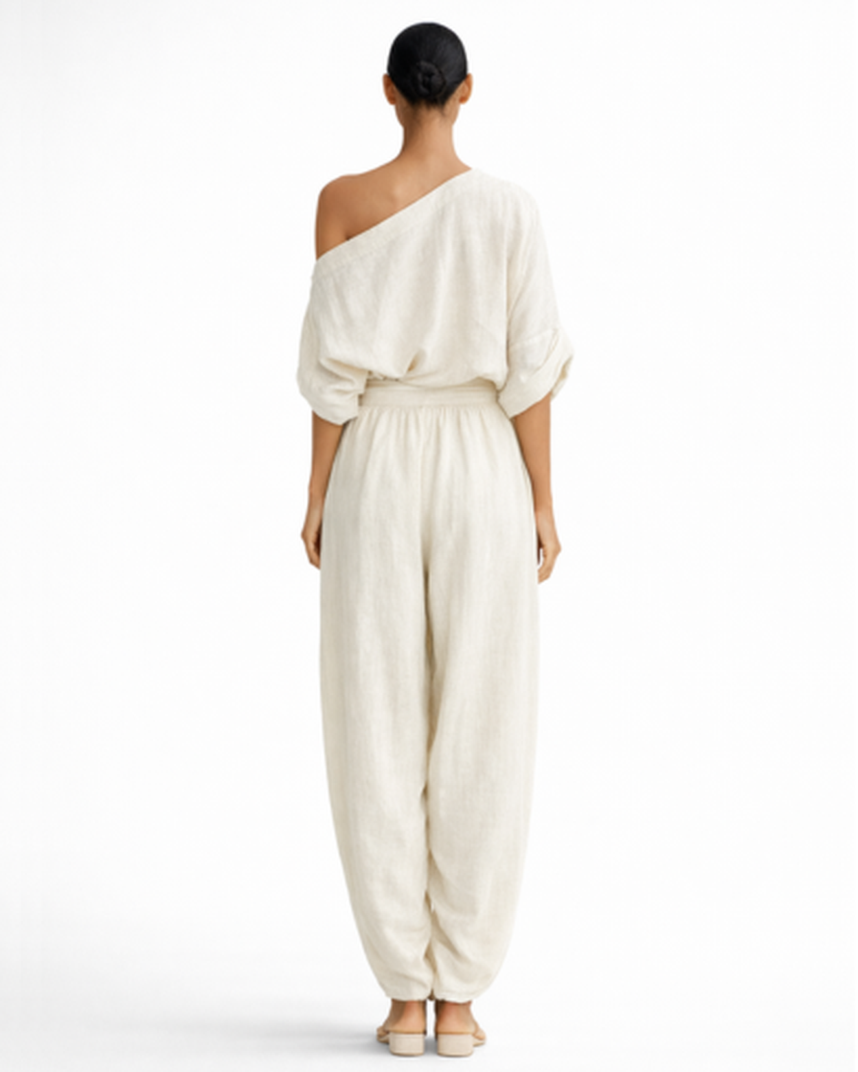 Combinaison femme une épaule – Coupe fluide jambe large | Jumpsuit lin élégant