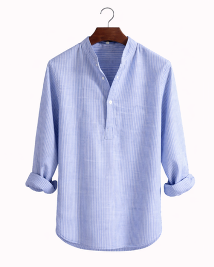 chemise homme col tunisien rayée, vue de face