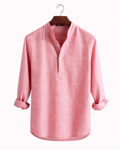 chemise homme col tunisien rayée, vue de dos