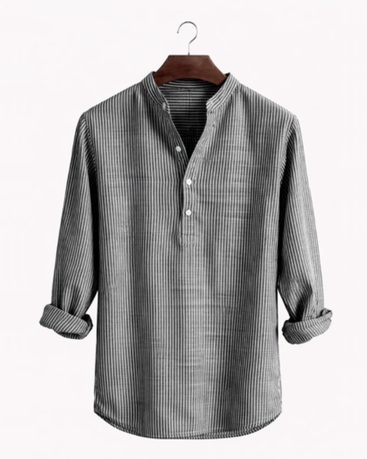chemise homme col tunisien rayée, détail col
