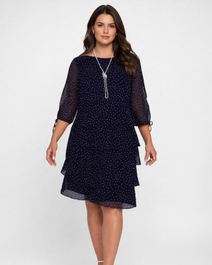 Robe Femme Fluide À Pois – Manches 3/4 & Volants Romantiques, Style Bohème Chic Quotidien