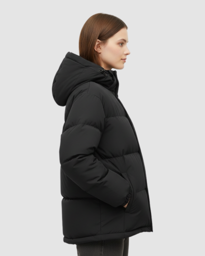 Manteau d'hiver femme rembourré porté en extérieur
