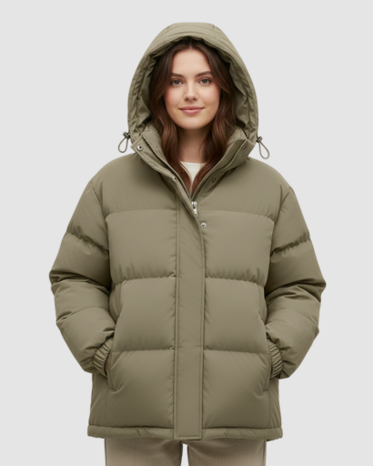 Manteau d'hiver femme rembourré porté en extérieur