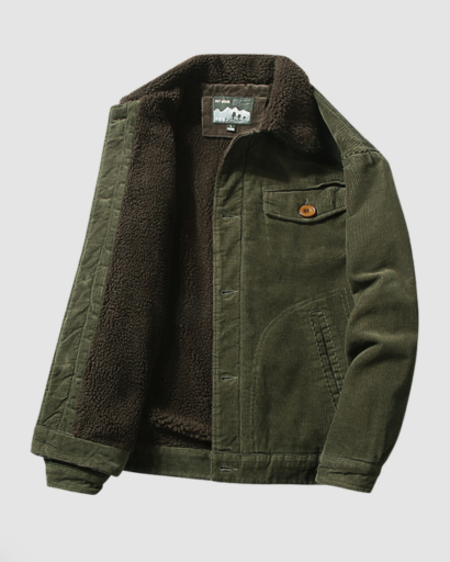 Veste homme velours côtelé doublée sherpa portée en hiver