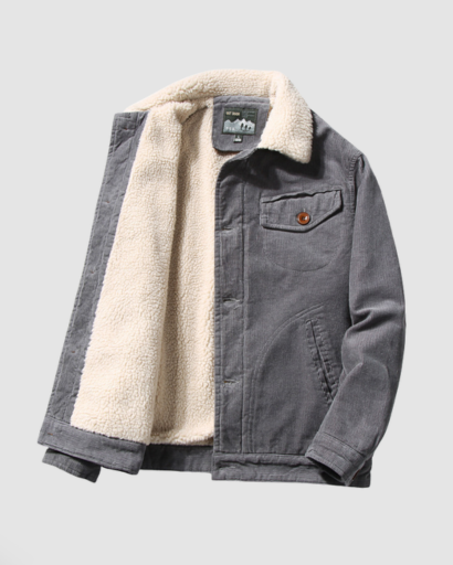 Veste homme velours côtelé doublée sherpa portée en hiver
