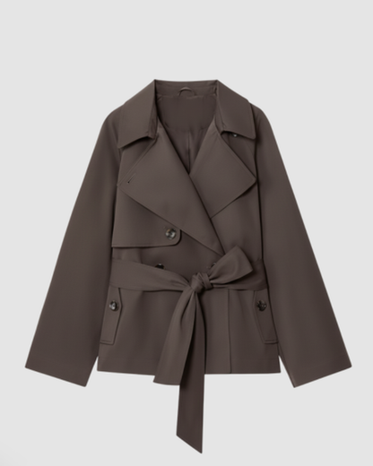 Trench-Coat Court Femme Ceinturé – Coupe Croisée Chic & Style Intemporel | Mi-Saison – vue 2