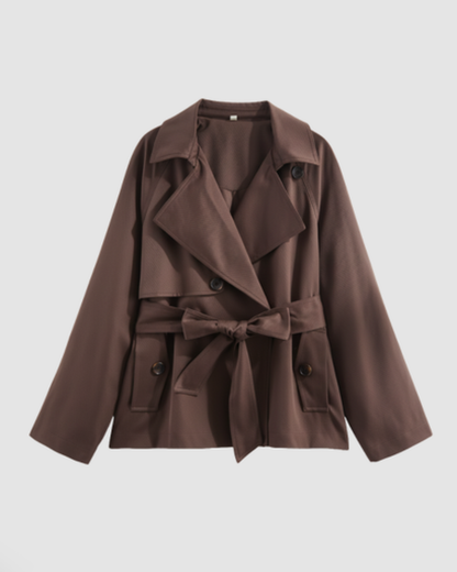 Trench-Coat Court Femme Ceinturé – Coupe Croisée Chic & Style Intemporel | Mi-Saison