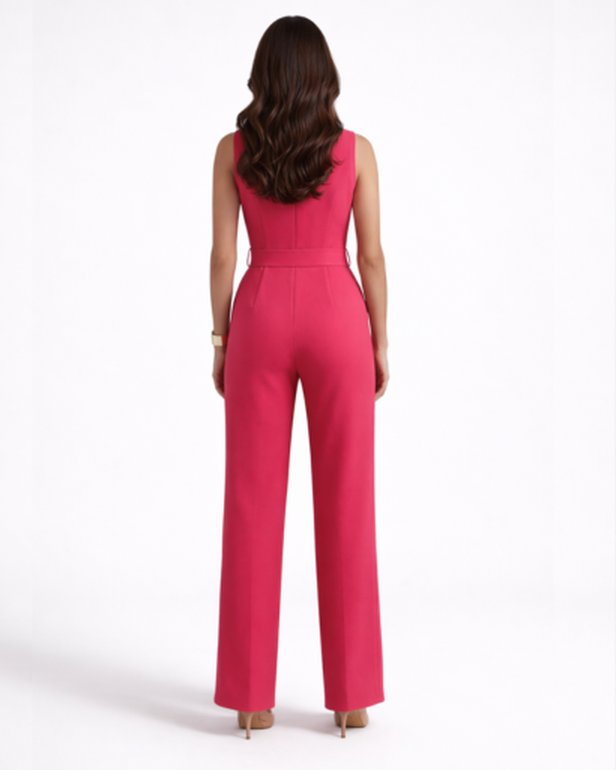 Combinaison Femme – Élégance Jambe Large & Taille Ceinturée | Jumpsuit Sans Manches