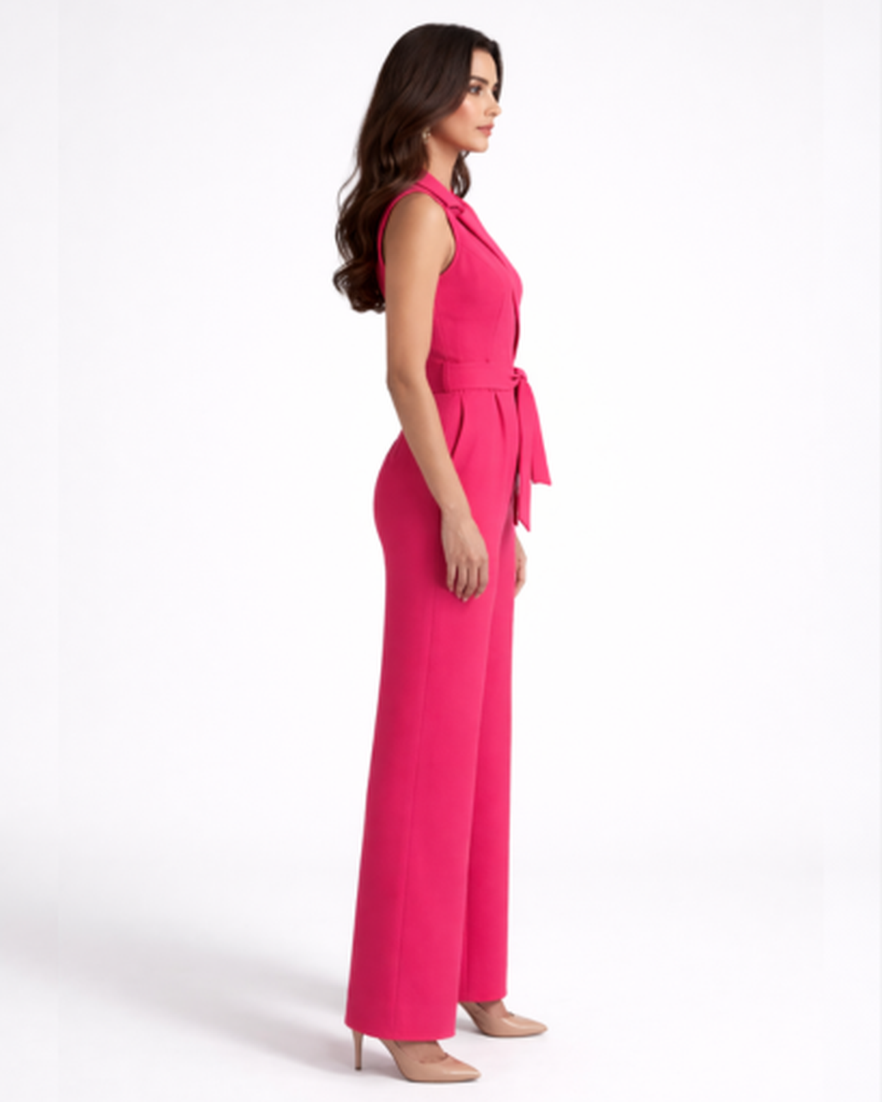 Combinaison Femme – Élégance Jambe Large & Taille Ceinturée | Jumpsuit Sans Manches