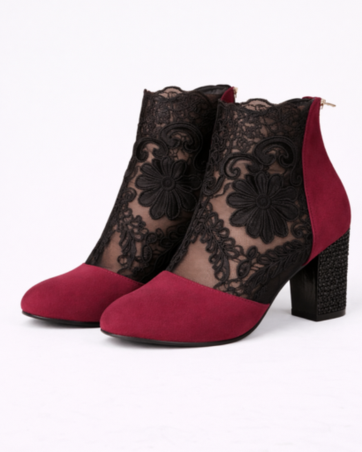 Bottines Talon Bloc Femme Dentelle – Élégance Féminine & Confort Assuré | Soirée & Quotidien