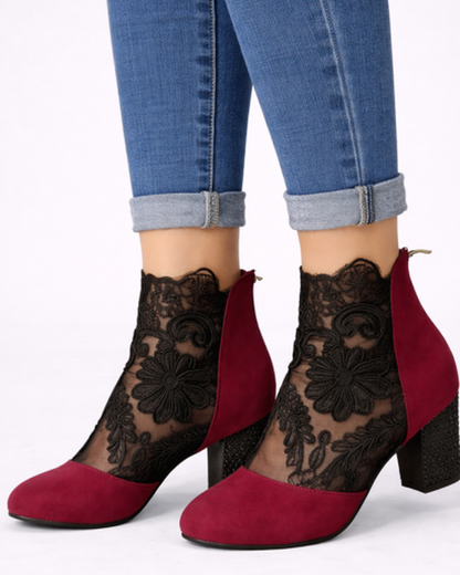 Bottines Talon Bloc Femme Dentelle – Élégance Féminine & Confort Assuré | Soirée & Quotidien