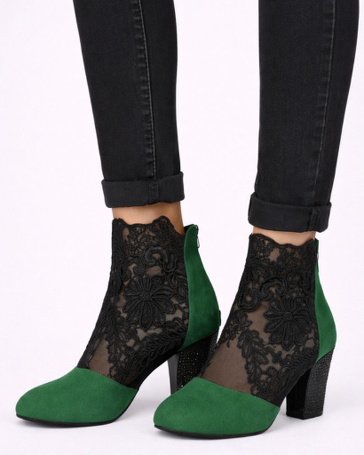 Bottines Talon Bloc Femme Dentelle – Élégance Féminine & Confort Assuré | Soirée & Quotidien