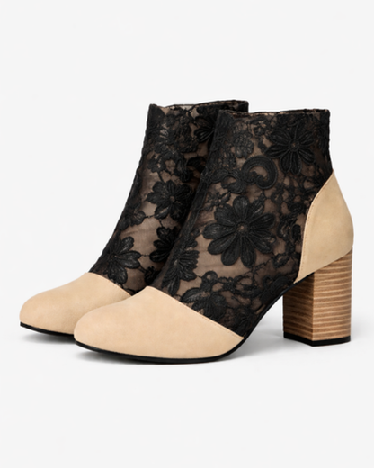 Bottines Talon Bloc Femme Dentelle – Élégance Féminine & Confort Assuré | Soirée & Quotidien