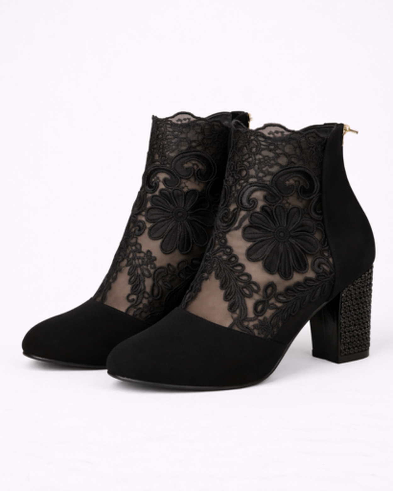 Bottines Talon Bloc Femme Dentelle – Élégance Féminine & Confort Assuré | Soirée & Quotidien