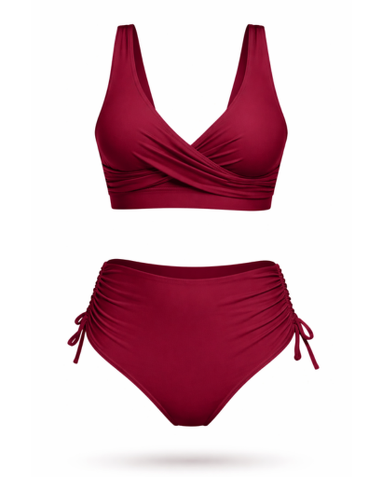 Maillot de Bain Deux Pièces Femme – Taille Haute Drapé Croisé | Style Élégant & Féminin Été