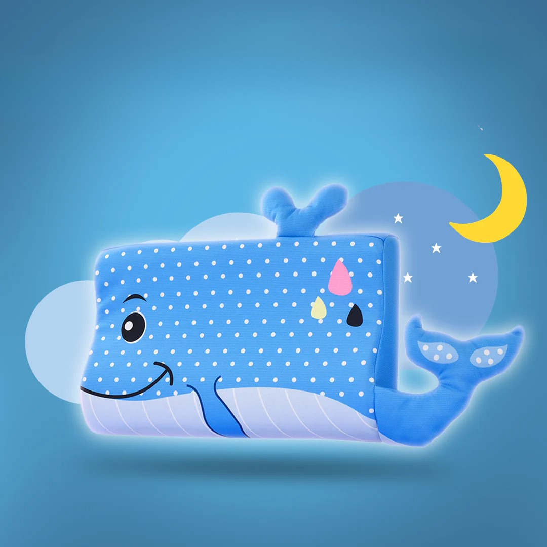 Oreiller tout-petit en mousse à mémoire, motif baleine