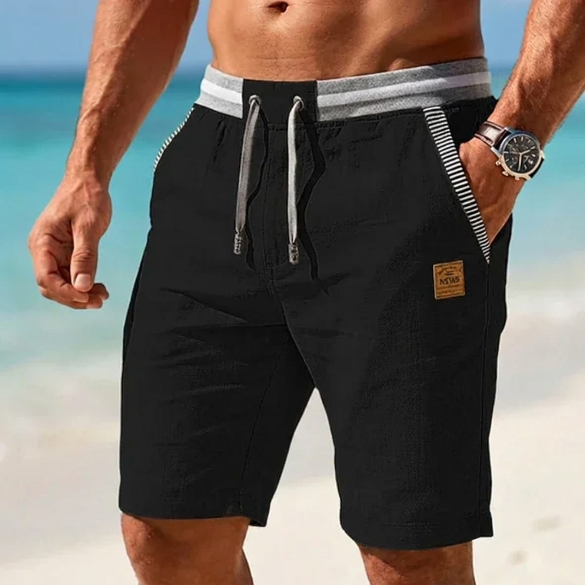 Short lin homme Noir