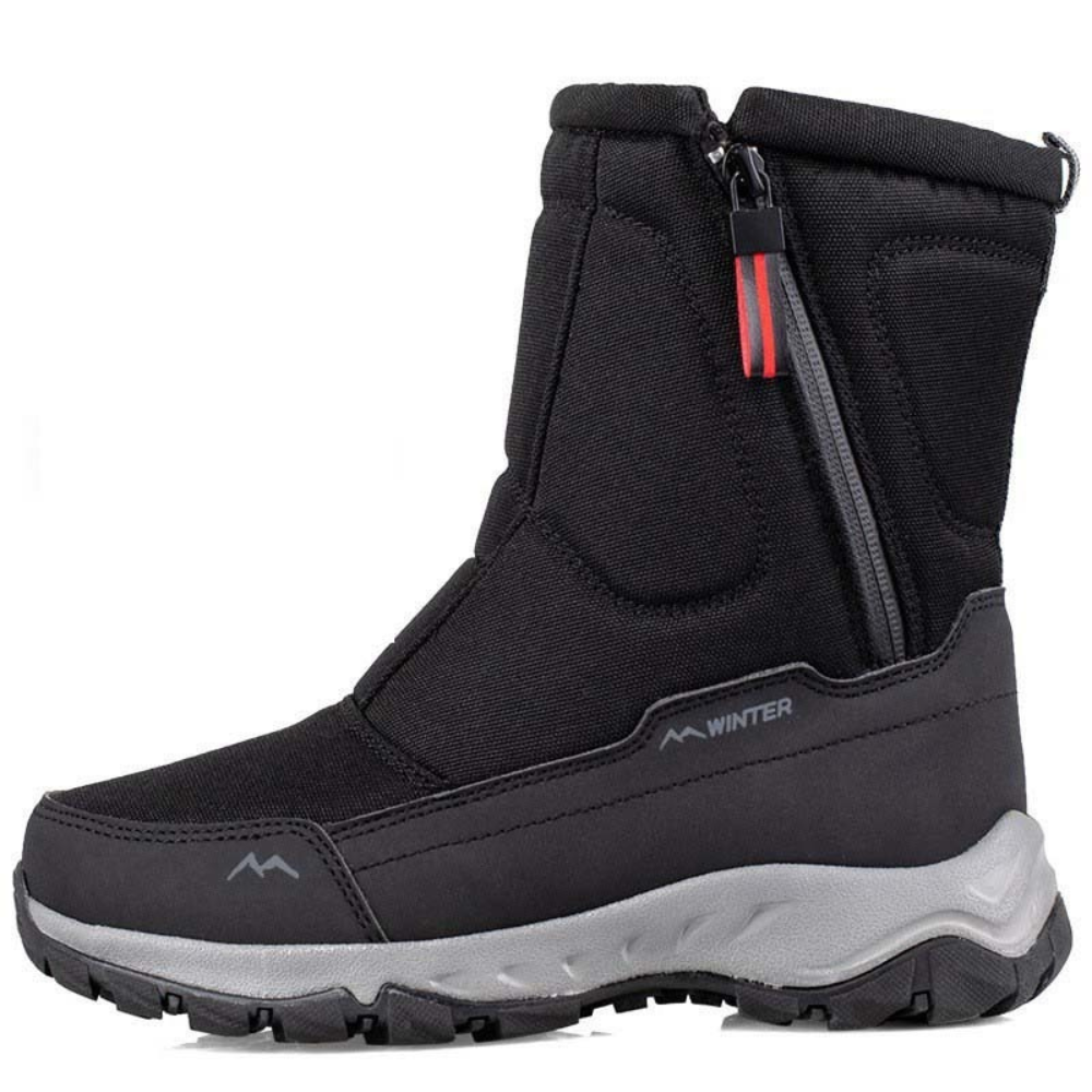 bottes de neige noir et gris, vue de face